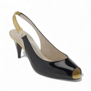 Bruno Magli Cartosio Pump Black Patent Leather Slingback Heel EU 27.5 US 7 $390